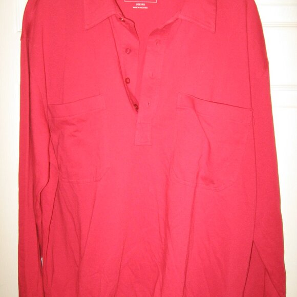 John Blair Haband Banded Bottom Long Sleeve Polo Men's Size Large Red - Picture 1 of 3